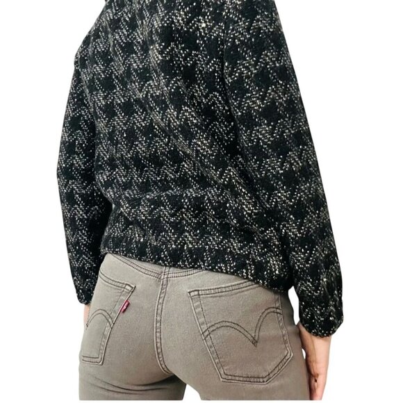 J. Crews Collection Wool Blend Houndstooth Zip Up Academia Lady Jacket Size 12 - Picture 4 of 8